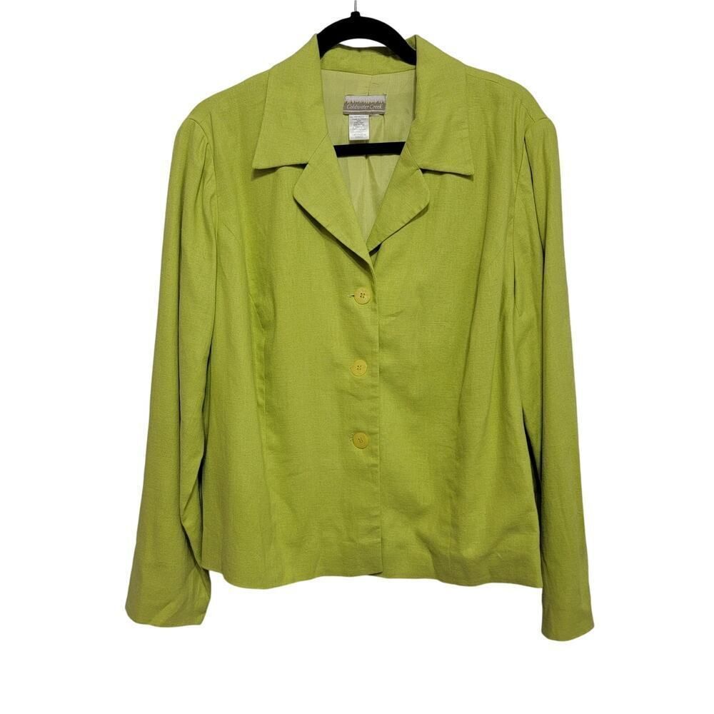 Office Casual Chartreuse Linen Jacket by Coldwater Creek